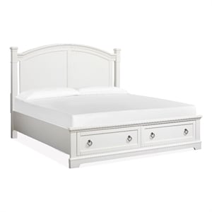 Bowery Hill King Panel Storage Bed in Whisper White with 2 Drawers