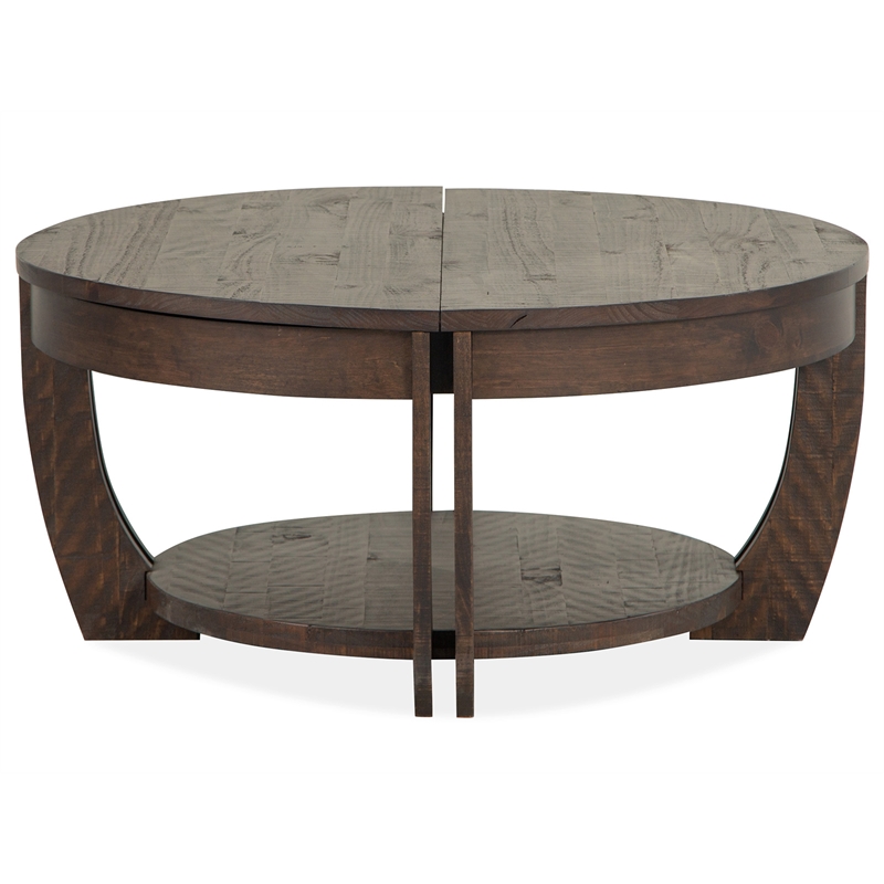 Bowery Hill Lift Top Storage Cocktail Table with Casters in Nutmeg