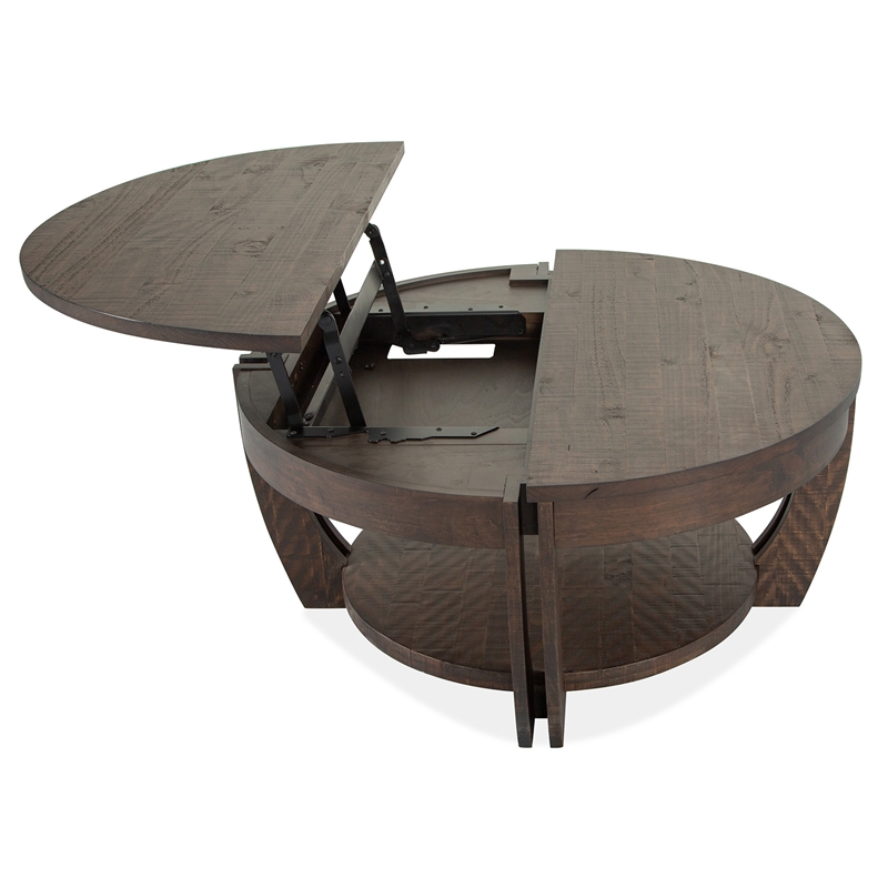 Bowery Hill Lift Top Storage Cocktail Table with Casters in Nutmeg