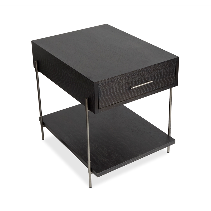 Bowery Hill Rectangular End Table with Drawer in Dark Briarsmoke