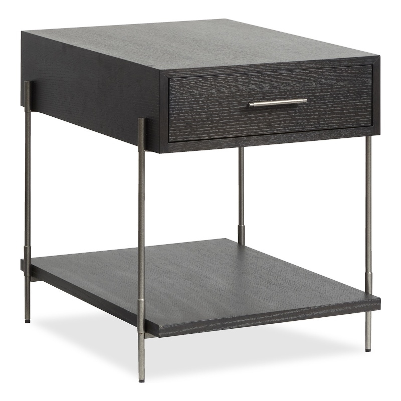 Bowery Hill Rectangular End Table with Drawer in Dark Briarsmoke