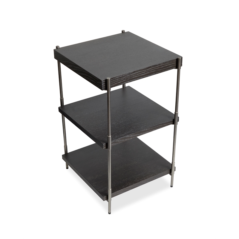Bowery Hill Rectangular Accent Table in Dark Briarsmoke with Metal Legs