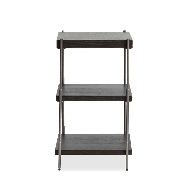 Bowery Hill Rectangular Accent Table in Dark Briarsmoke with Metal Legs
