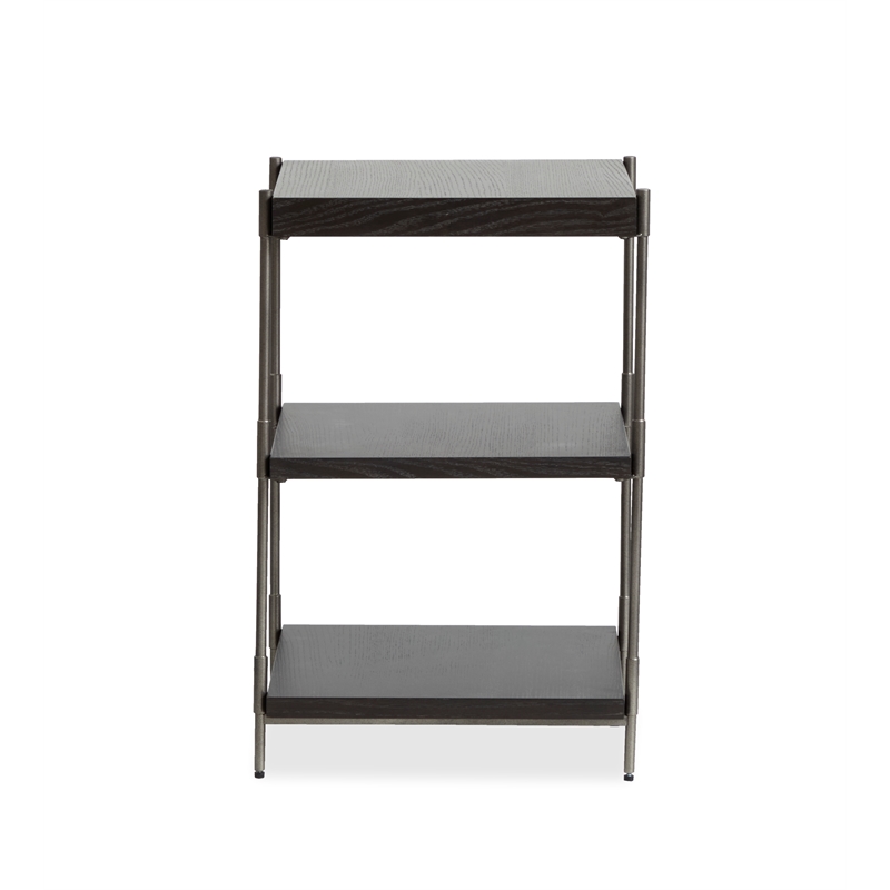 Bowery Hill Rectangular Accent Table in Dark Briarsmoke with Metal Legs