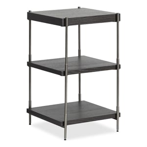 Bowery Hill Rectangular Accent Table in Dark Briarsmoke with Metal Legs