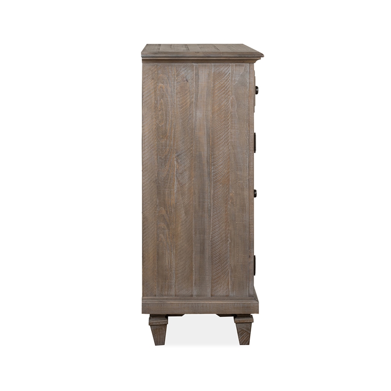 Bowery Hill Server with Wine Storage and Drawers in Dovetail Grey