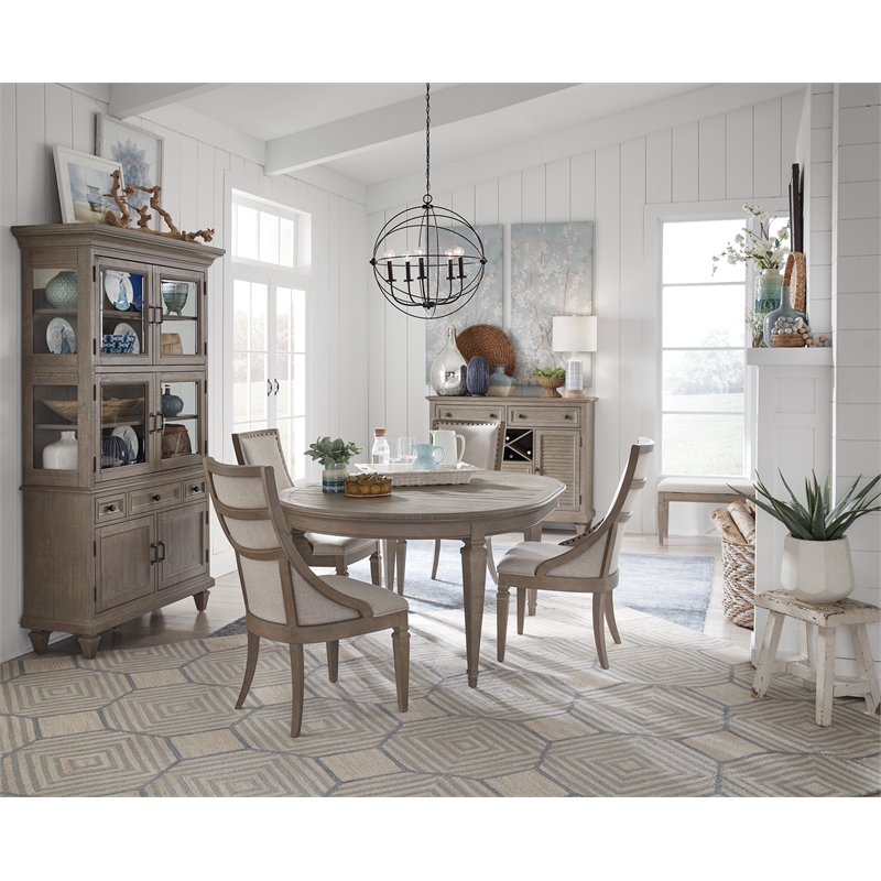 Bowery Hill Server with Wine Storage and Drawers in Dovetail Grey
