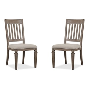 Bowery Hill Upholstered Side Chair 2 Pack in Dovetail Grey Pine