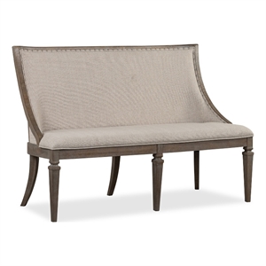 Bowery Hill Upholstered Bench with Nailhead Trim in Dovetail Grey