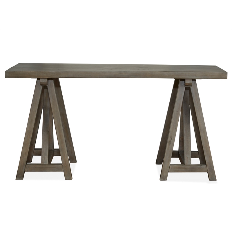Bowery Hill Desk with Wood Top in Dovetail Grey with Turned Legs