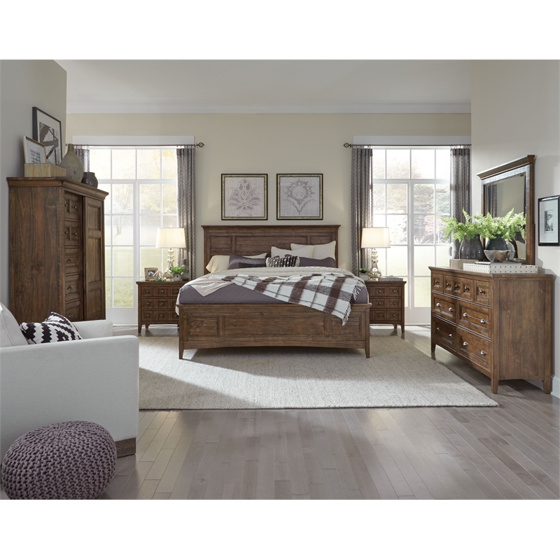 Bowery Hill 7-Drawer Dresser With Landscape Mirror in Toasted Nutmeg