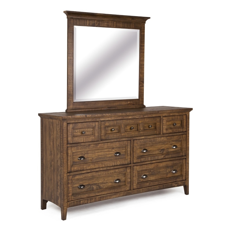 Bowery Hill 7-Drawer Dresser With Landscape Mirror in Toasted Nutmeg