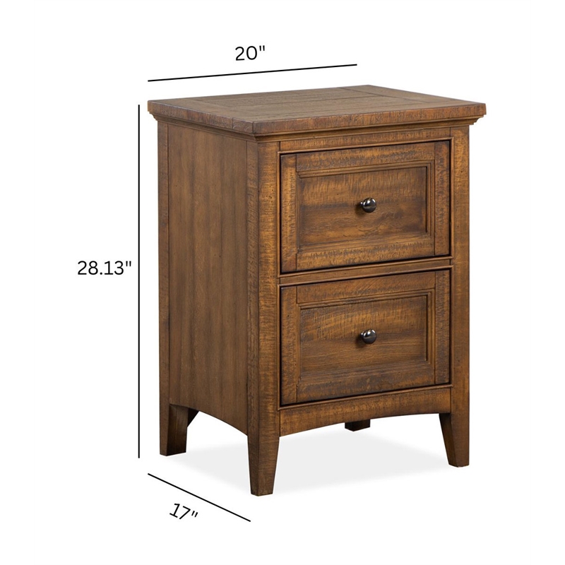 Bowery Hill 2-Drawer Nightstand in Toasted Nutmeg With Felt Lining