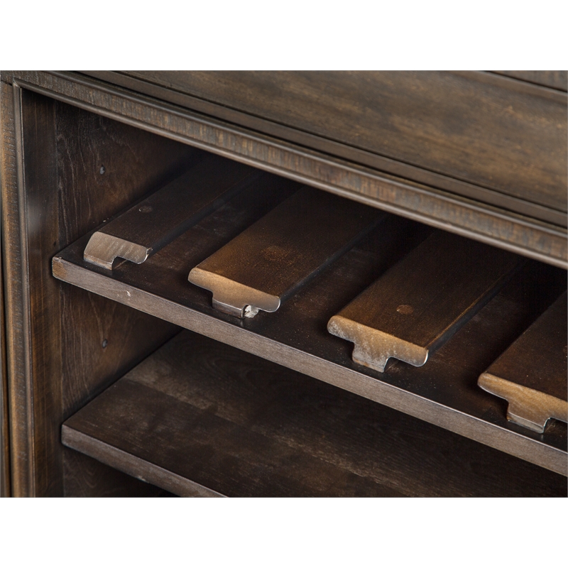Bowery Hill Graphite Buffet With Felt Lined Drawers and Wine Rack