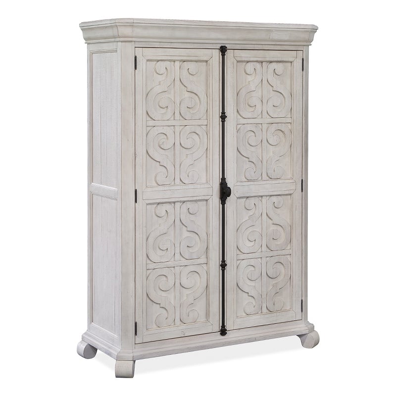 Bowery Hill Alabaster Bedroom Armoire With 2 Drawers and 2 Shelves