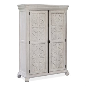 Bowery Hill Alabaster Bedroom Armoire With 2 Drawers and 2 Shelves