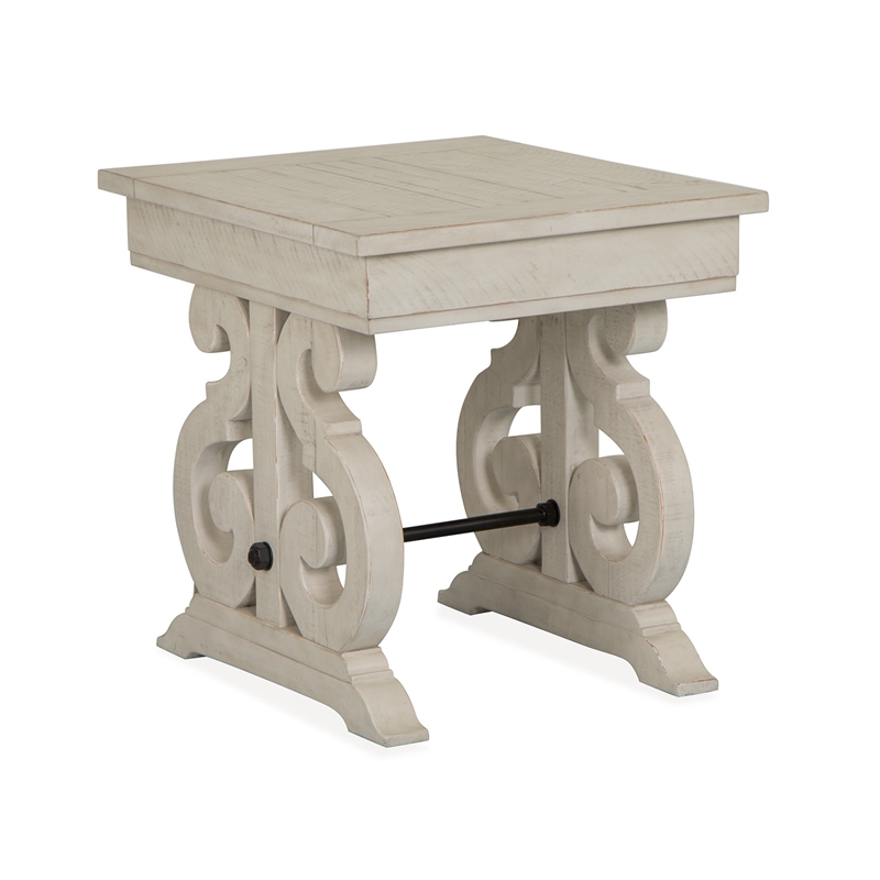 Bowery Hill Alabaster Rectangular End Table With Metal Stretcher