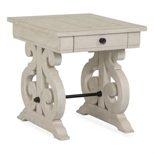 Bowery Hill Alabaster Rectangular End Table With Metal Stretcher