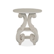Bowery Hill Alabaster Round Accent Table With 2 Fixed Wood Shelves