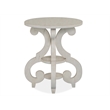 Bowery Hill Alabaster Round Accent Table With 2 Fixed Wood Shelves