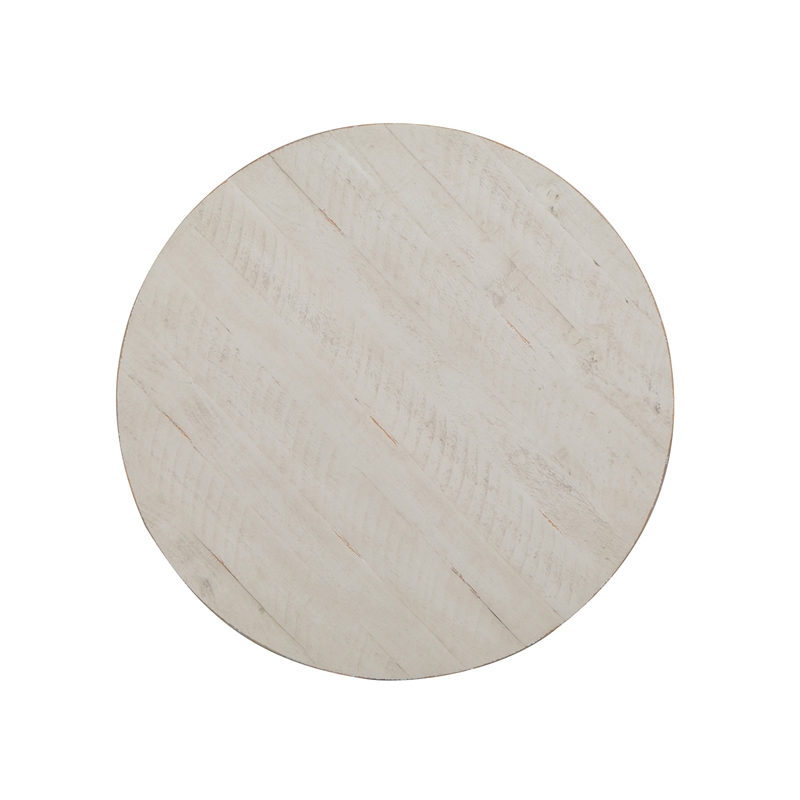 Bowery Hill Alabaster Round Accent Table With 2 Fixed Wood Shelves
