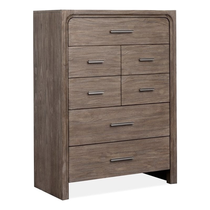 Bowery Hill 7-Drawer Bedroom Chest in Dark Umber With Marble Top