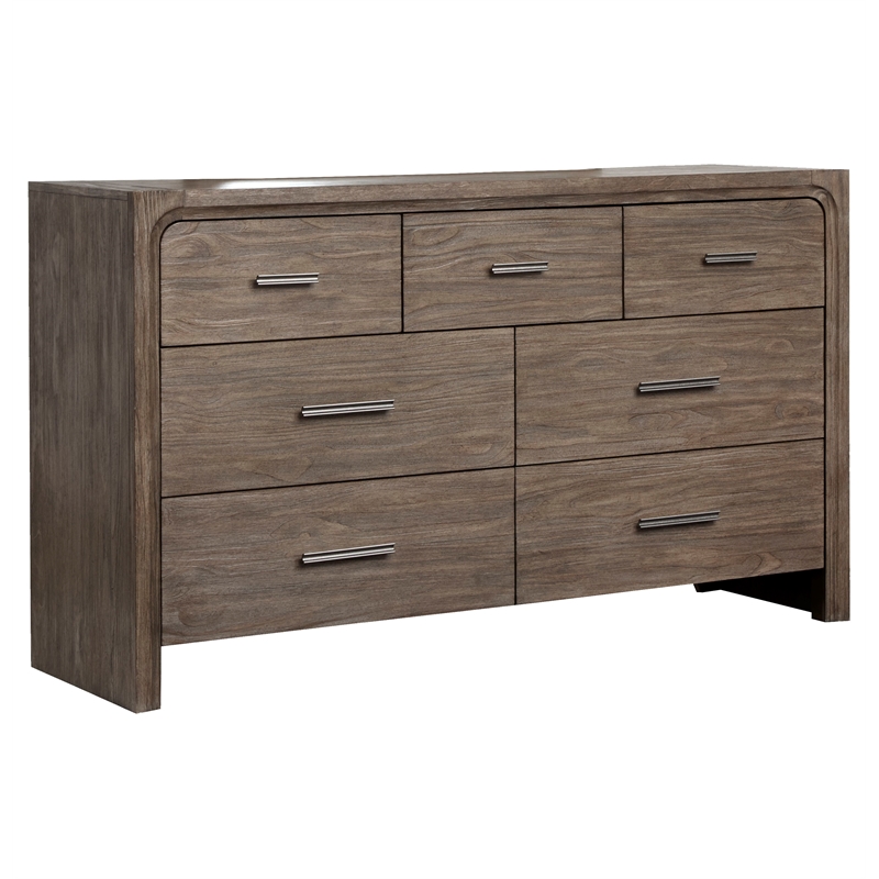 Bowery Hill 7-Drawer Bedroom Dresser in Dark Umber With Marble Top
