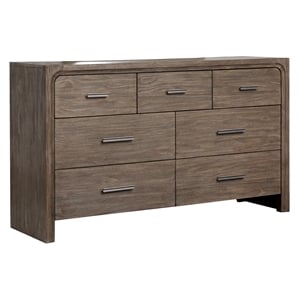 Bowery Hill 7-Drawer Bedroom Dresser in Dark Umber With Marble Top