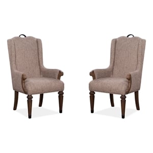 Bowery Hill Upholstered Host Chair 2-Pack in Willadeene Brown