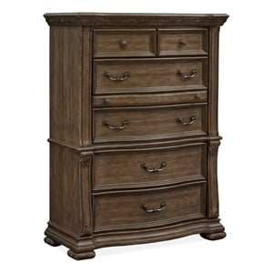 Bowery Hill 5-Drawer Bedroom Chest in Willadeene Brown With Jewelry Tray