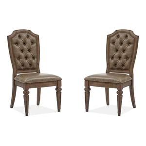 Bowery Hill Upholstered Side Chair 2-Pack in Willadeene Brown