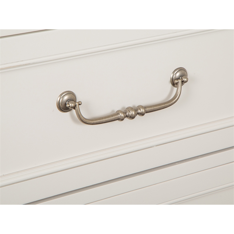 Bowery Hill 5-Drawer Bedroom Chest in Egg Shell White With Bail Pulls
