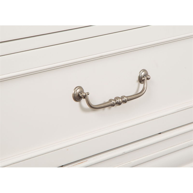 Bowery Hill Egg Shell White Dresser With Landscape Mirror and Bail Pulls