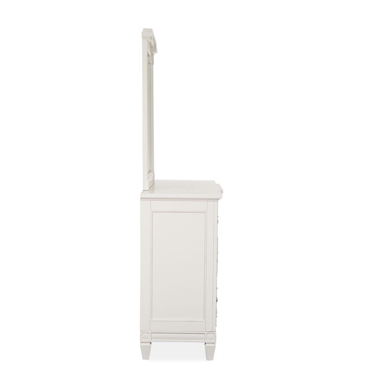Bowery Hill Egg Shell White Dresser With Landscape Mirror and Bail Pulls