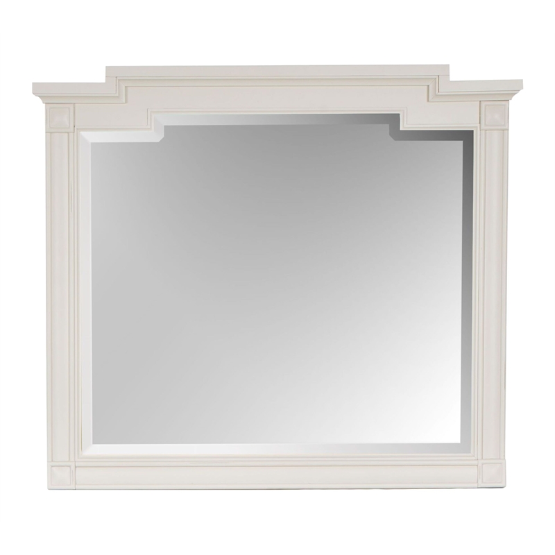 Bowery Hill Egg Shell White Dresser With Landscape Mirror and Bail Pulls