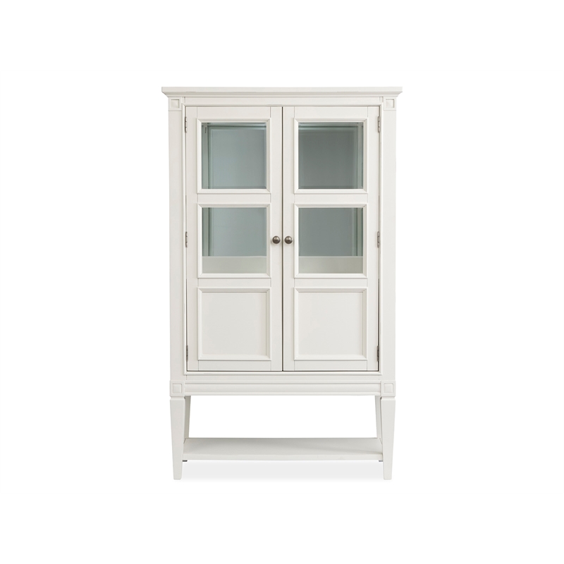 Bowery Hill Display Cabinet in Egg Shell White With Glass Doors
