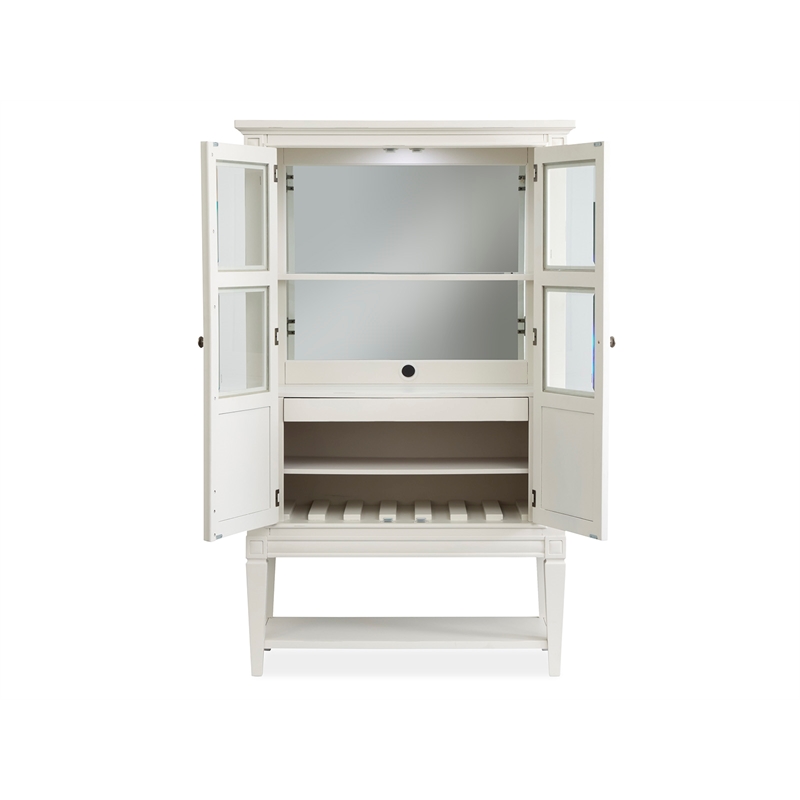 Bowery Hill Display Cabinet in Egg Shell White With Glass Doors