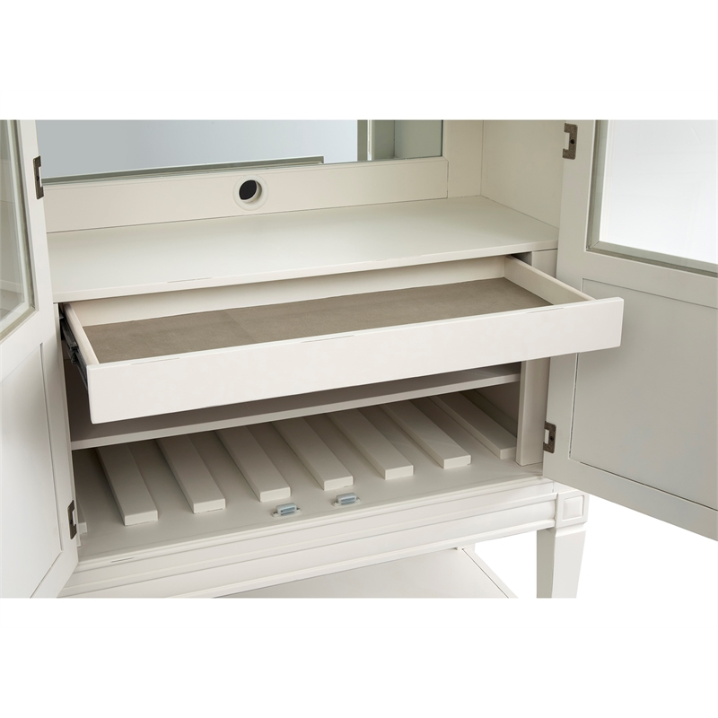 Bowery Hill Display Cabinet in Egg Shell White With Glass Doors