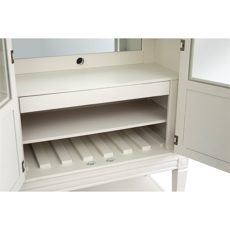 Bowery Hill Display Cabinet in Egg Shell White With Glass Doors