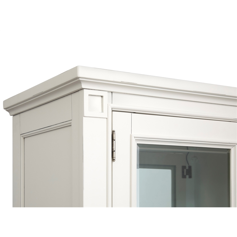 Bowery Hill Display Cabinet in Egg Shell White With Glass Doors