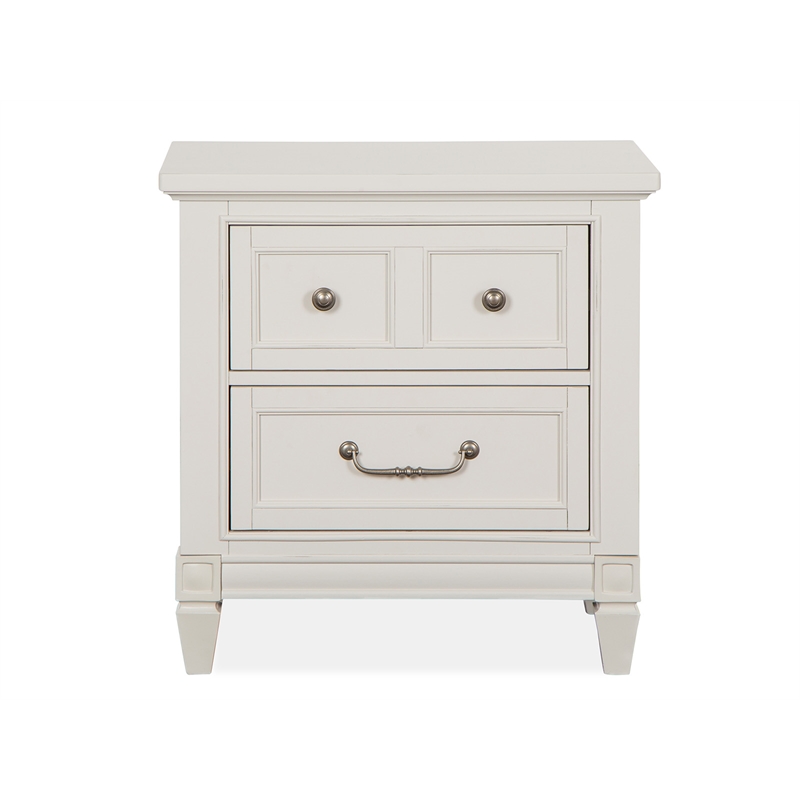 Bowery Hill 2-Drawer Nightstand in Egg Shell White With Bail Pulls
