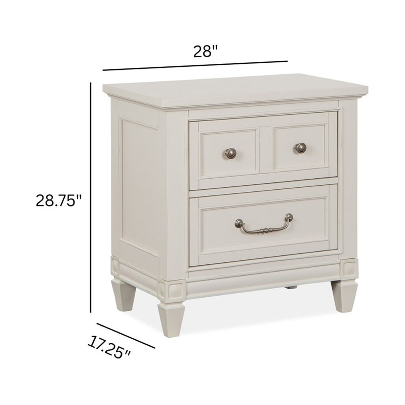 Bowery Hill 2-Drawer Nightstand in Egg Shell White With Bail Pulls