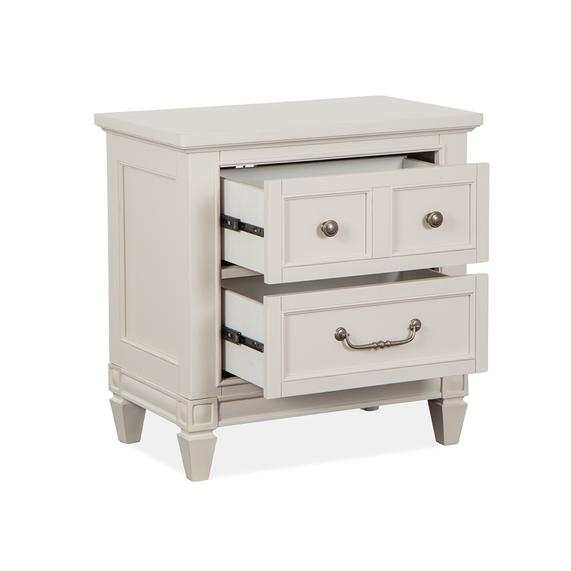 Bowery Hill 2-Drawer Nightstand in Egg Shell White With Bail Pulls