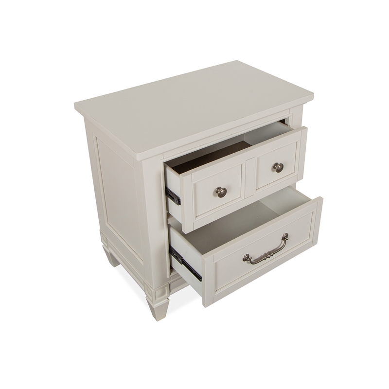 Bowery Hill 2-Drawer Nightstand in Egg Shell White With Bail Pulls