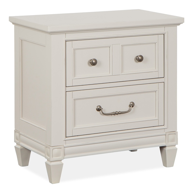 Bowery Hill 2-Drawer Nightstand in Egg Shell White With Bail Pulls