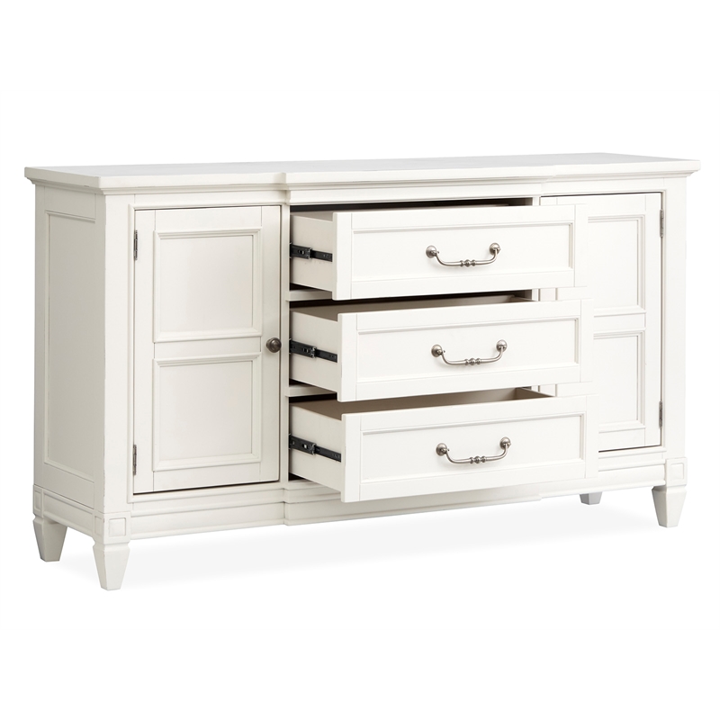 Bowery Hill Buffet in Egg Shell White With Felt Lined Drawer