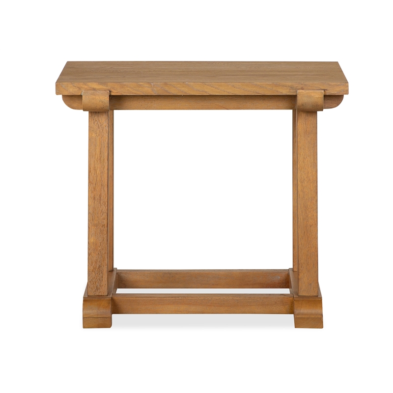 Bowery Hill Rectangular End Table in Belgian Wheat With Wood Stretcher