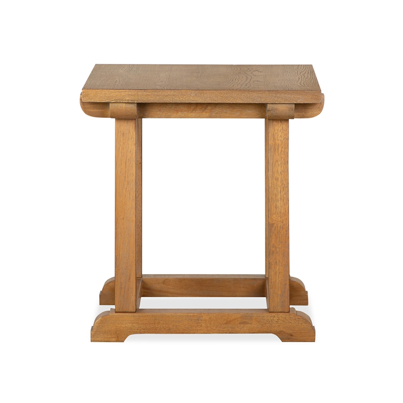 Bowery Hill Rectangular End Table in Belgian Wheat With Wood Stretcher