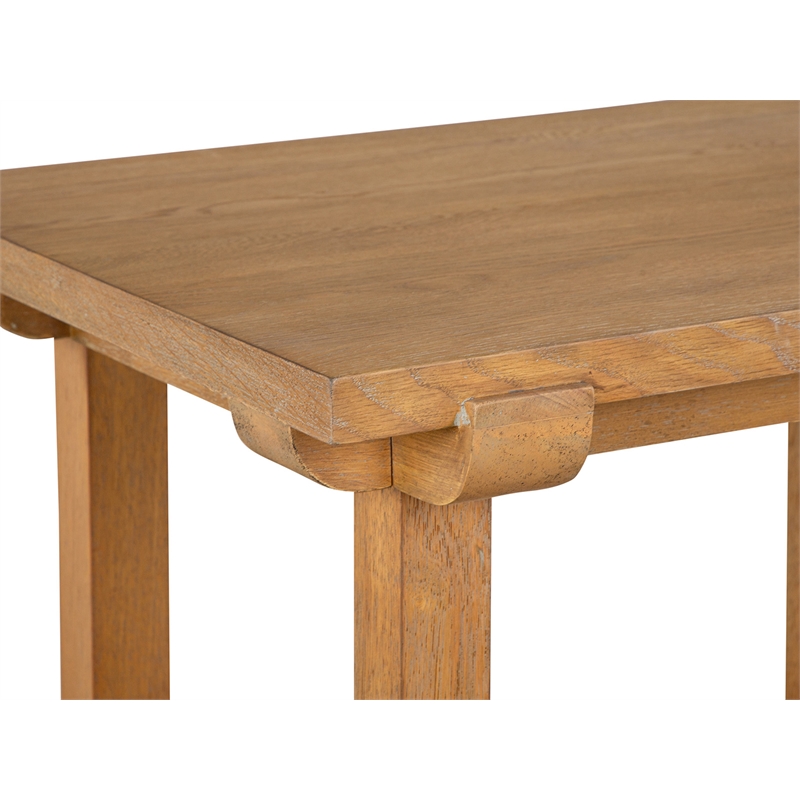 Bowery Hill Rectangular End Table in Belgian Wheat With Wood Stretcher