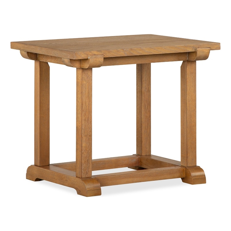 Bowery Hill Rectangular End Table in Belgian Wheat With Wood Stretcher
